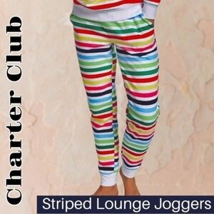 CHARTER CLUB Soft Printed Striped Jogger/PJ Pants w/Pockets NWT/Lg